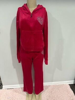 Juicy Couture Tracksuit Size xl jacket pant red Glitter y2k vintage new tags